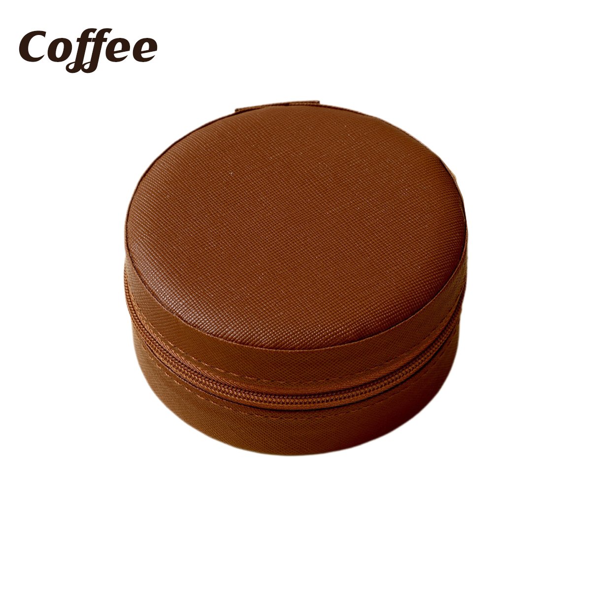 PU Leather Round Jewelry Boxes with Soft Flocking Interior for Travel Jewelry Boxes 1pc