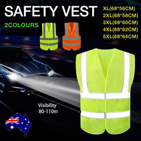 Safety Vest Reflective Tape Yellow Orange Day Workware Night High Visibility