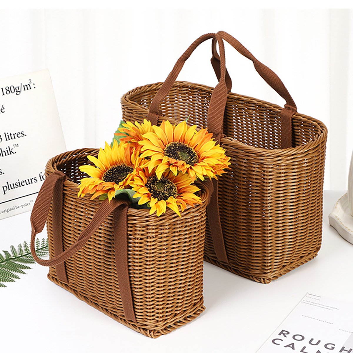 Imitation Rattan Woven Basket Storage 1PC Small Size