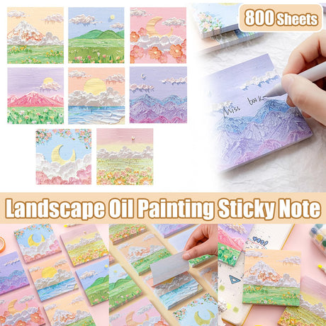 800 Sheets Colorful Oil Painting Sticky Notes