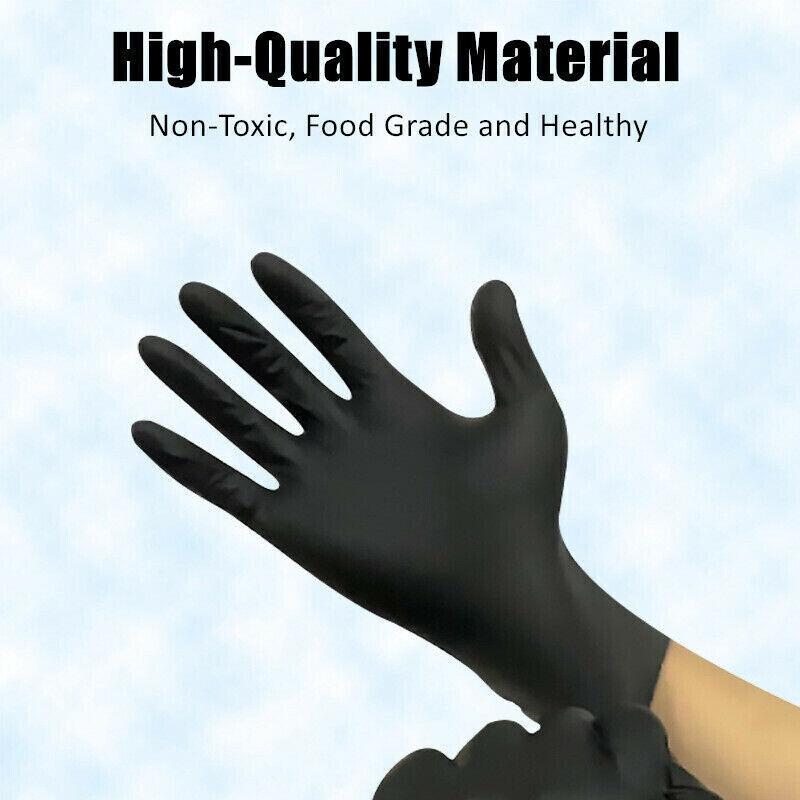 Thick Black Nitrile Gloves Industrial Mechanic Tattoo Tradie Rubber Protection 100PCS