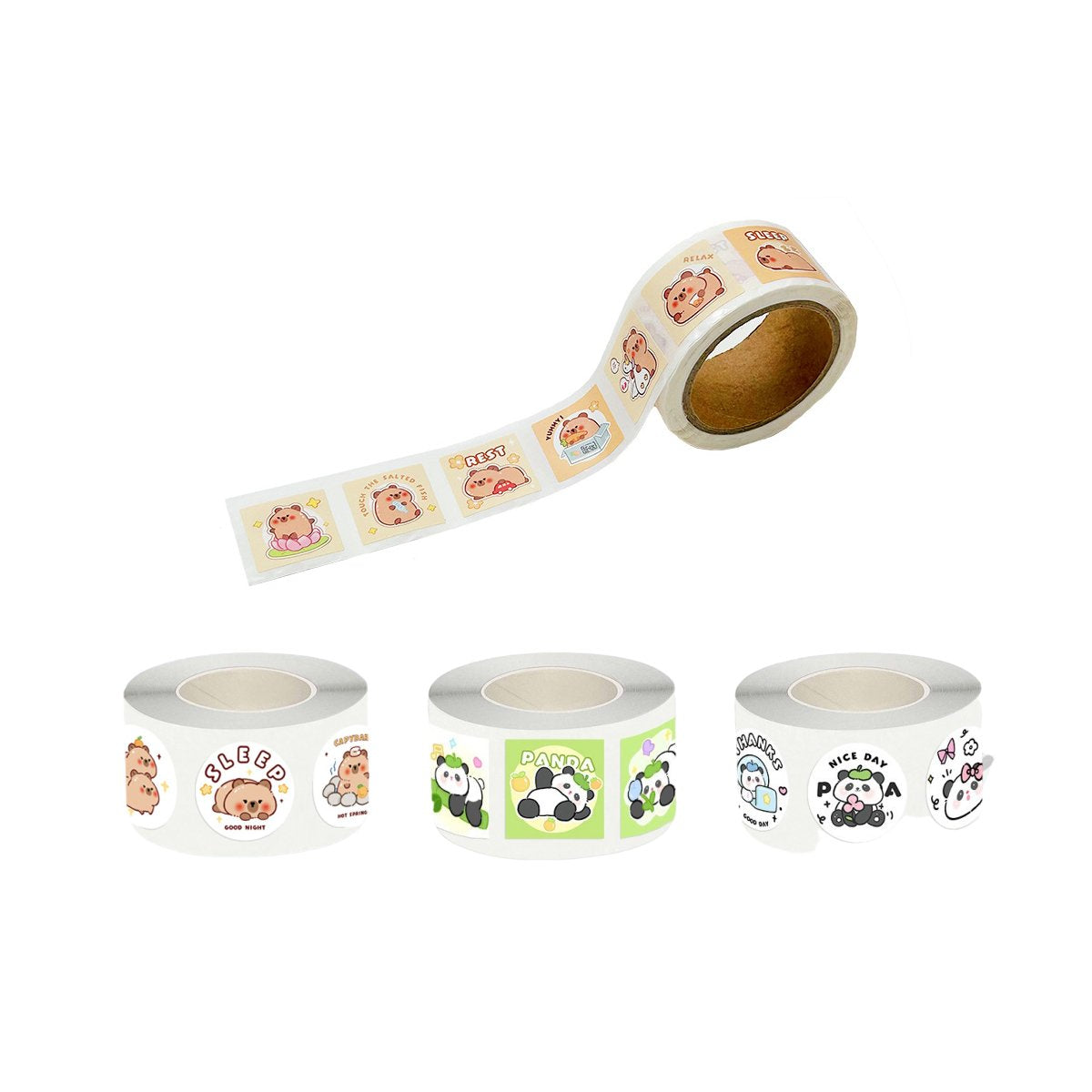 5Rolls Kapibara Seal Stickers Cute Cartoon DIY Decorative Hand Account Stickers