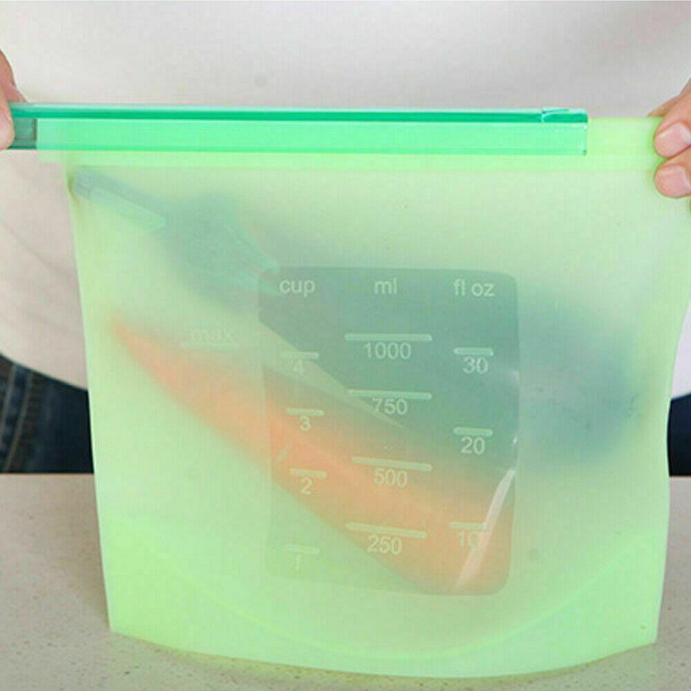 Reusable Silicone Food Storage Bags Leak proof Microwave Freezer Freshness Safe