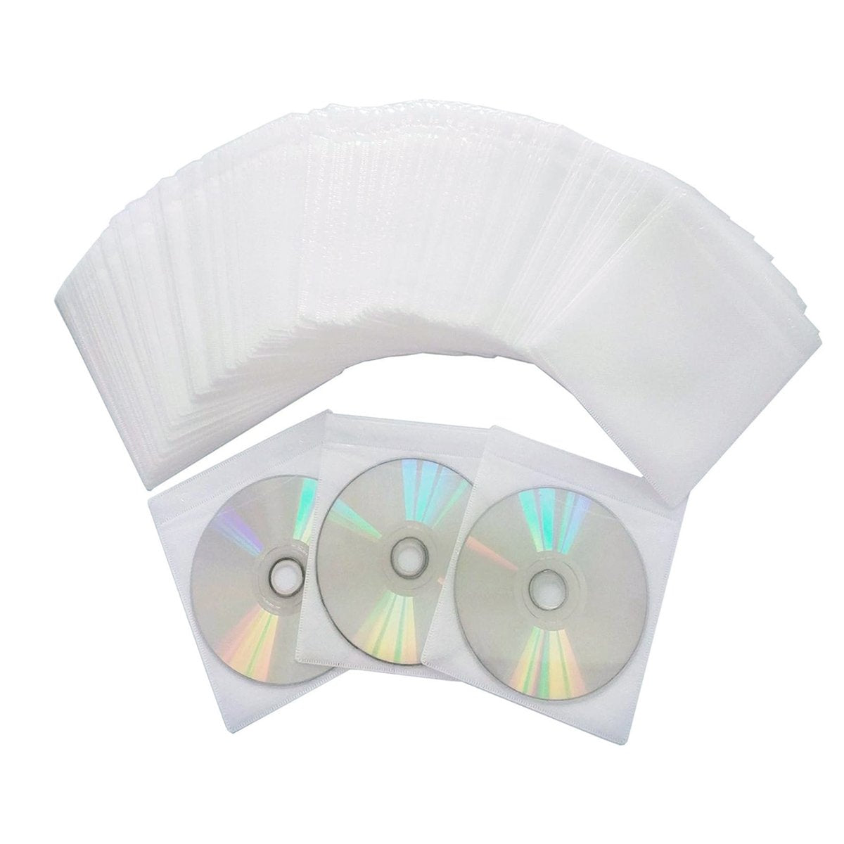 Premium White CD DVD Double Sided Plastic Sleeves 100PCS