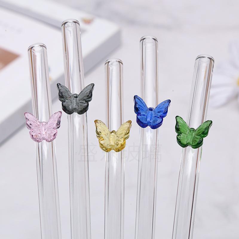 Enhance Your Drink with Colourful Butterfly Glass Straws