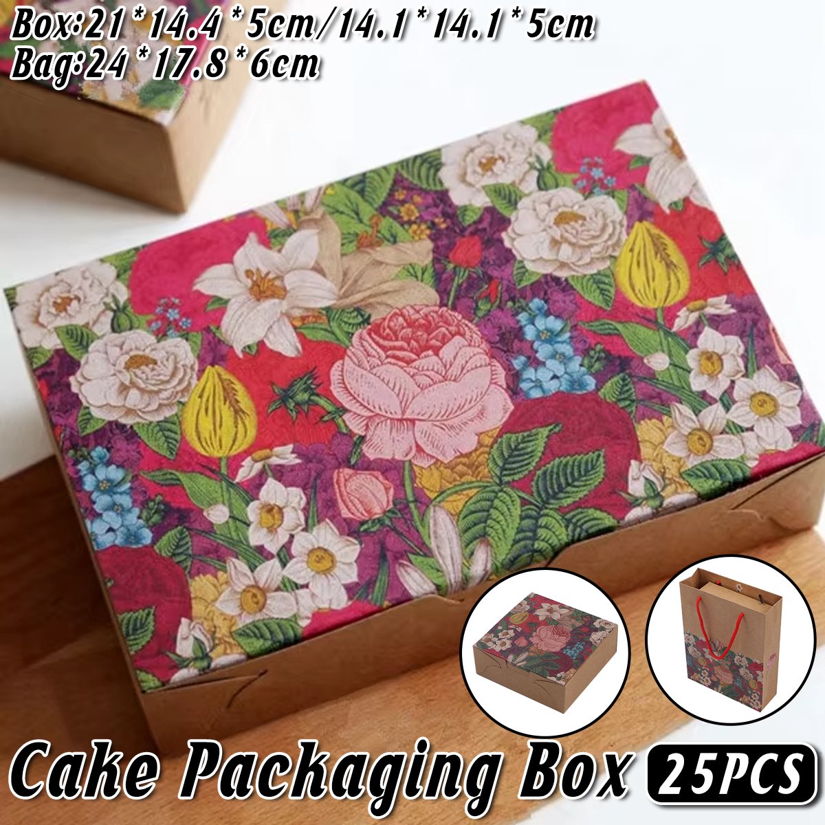 25PCS Kraft Paper Moon Cake Cookie Hand Packaging Box