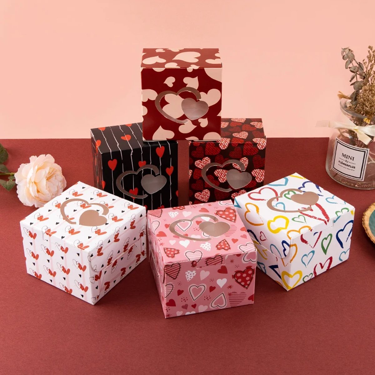 25PCS Large Square Colour Gift Boxes for Valentine's Day Surprise and Lucky Gift