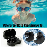 Waterproof Silicone Swimming Earplug Set  Soundproof Earplugs with Nose Clip Black 1 Pair of