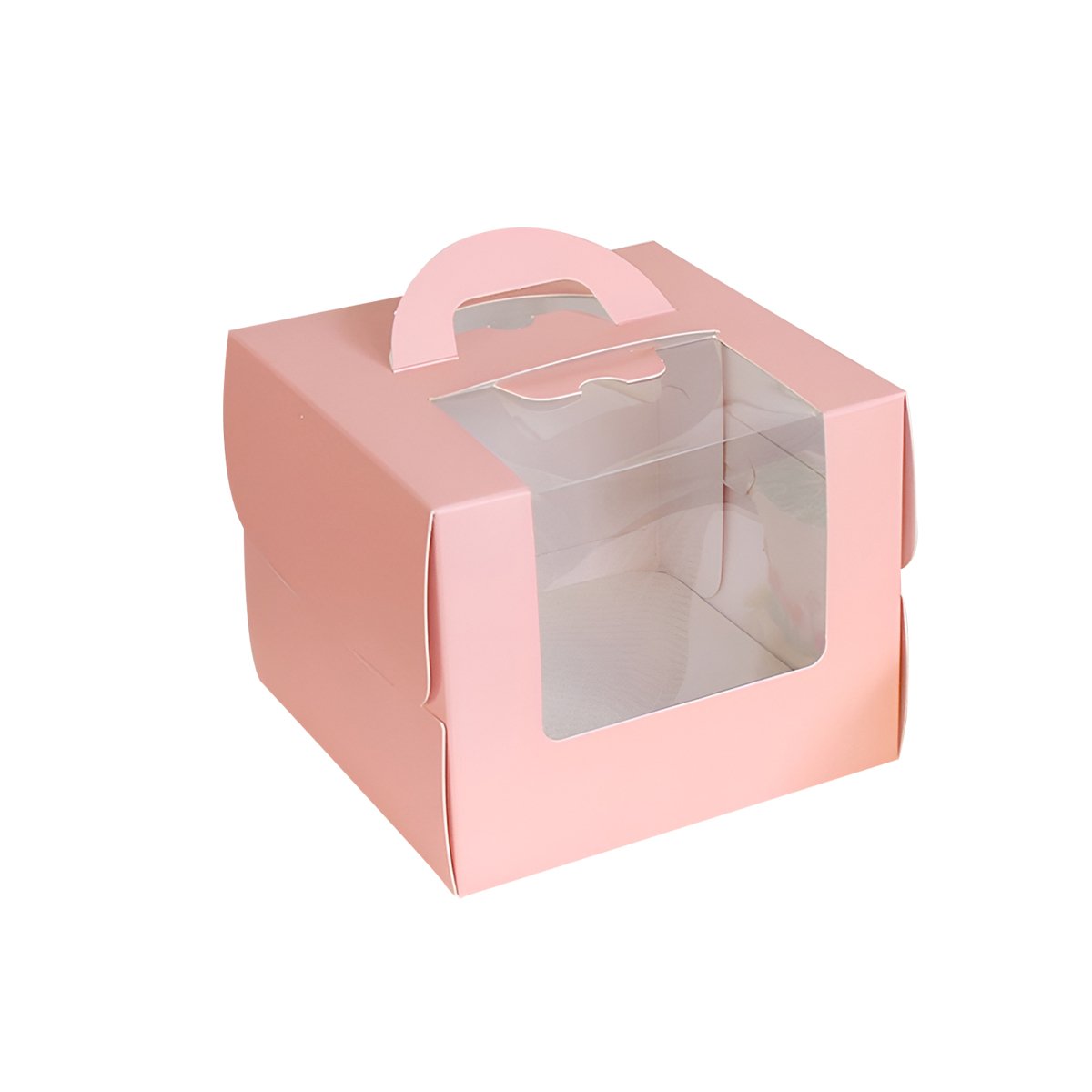 Pink Cake Boxes Food-Grade Cardboard with Window 25PCS