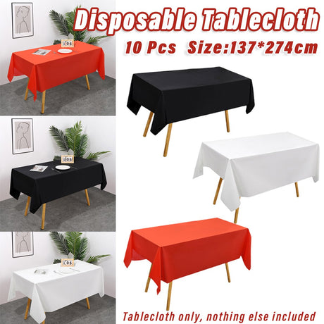 Disposable PEVA Tablecloth Solid Color 10PCS