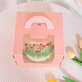 Pink Cake Boxes Food-Grade Cardboard with Window 25PCS