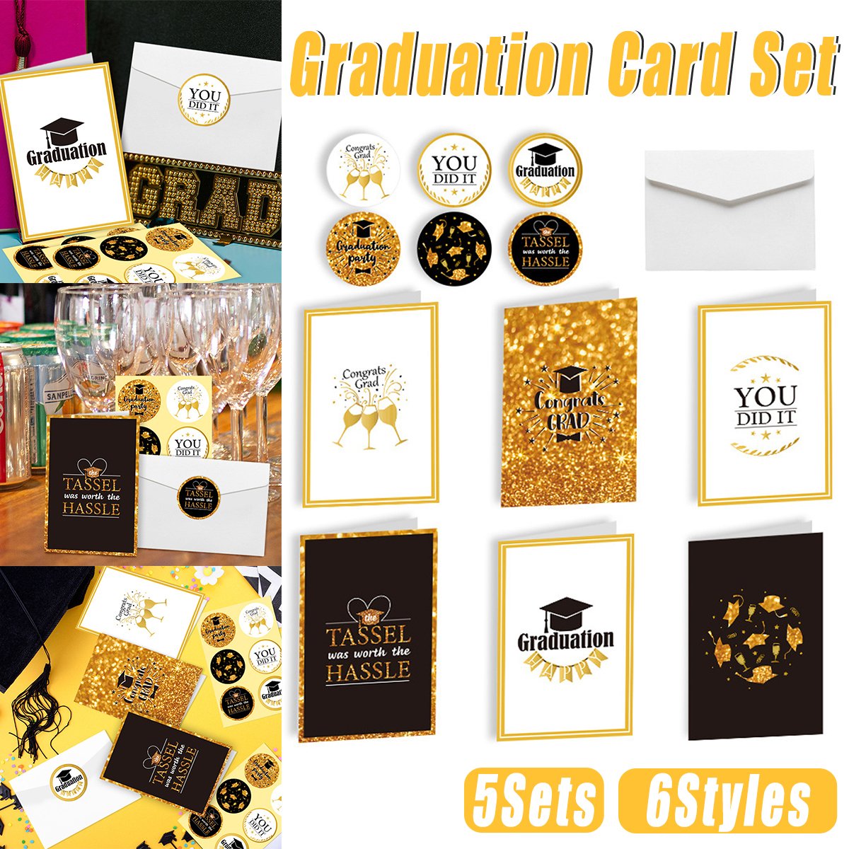 5sets Graduation Season Greeting Cards Party Invitations Congratulations Cards