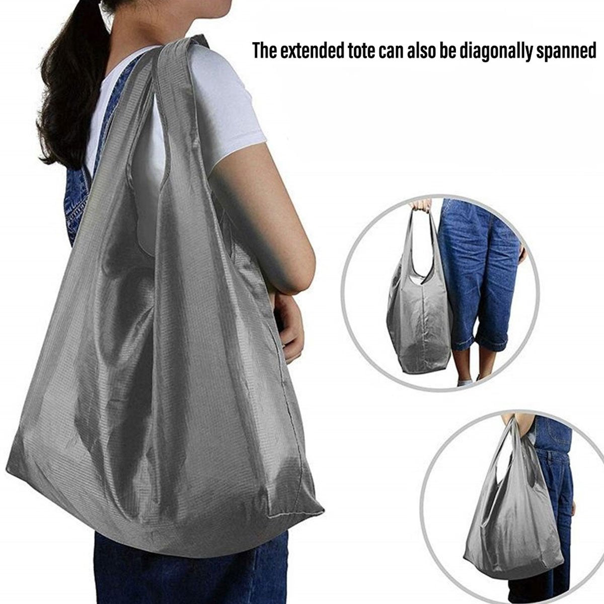 2pcs Foldable Portable Shopping Bags Reusable Eco-Friendly Washable Storage Bags