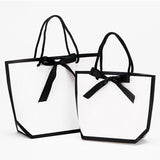 High-Quality Paper Gift Bags with Black Ribbon for Elegant Occasions 25 pcs