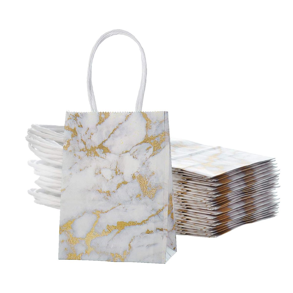 25PCS Marble Series Shopping Paper Bag Luxury Handbag Party Favor Gift Bags