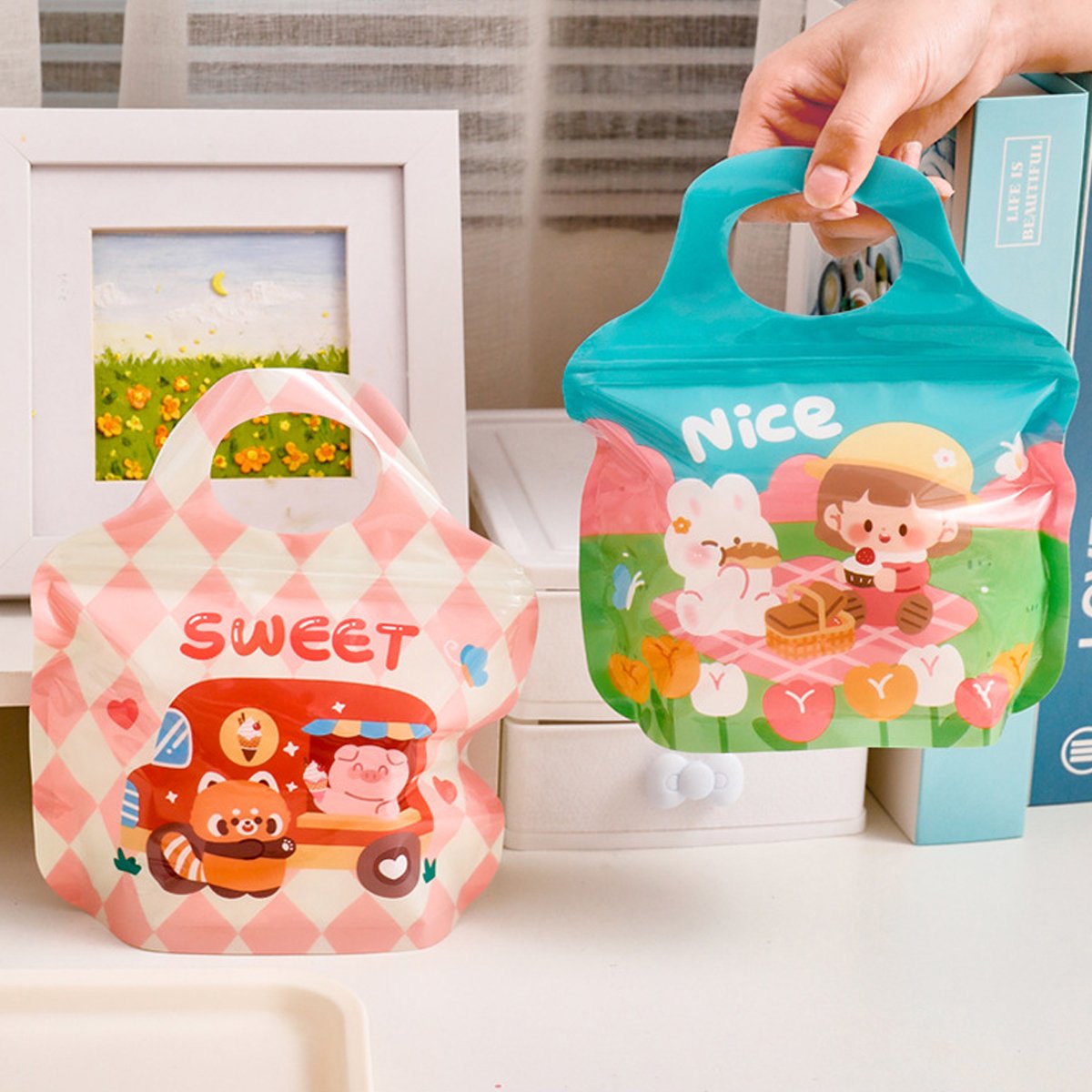 High-Quality Plastic Fun Cartoon Snack Candy Bags for Kids 50pcs