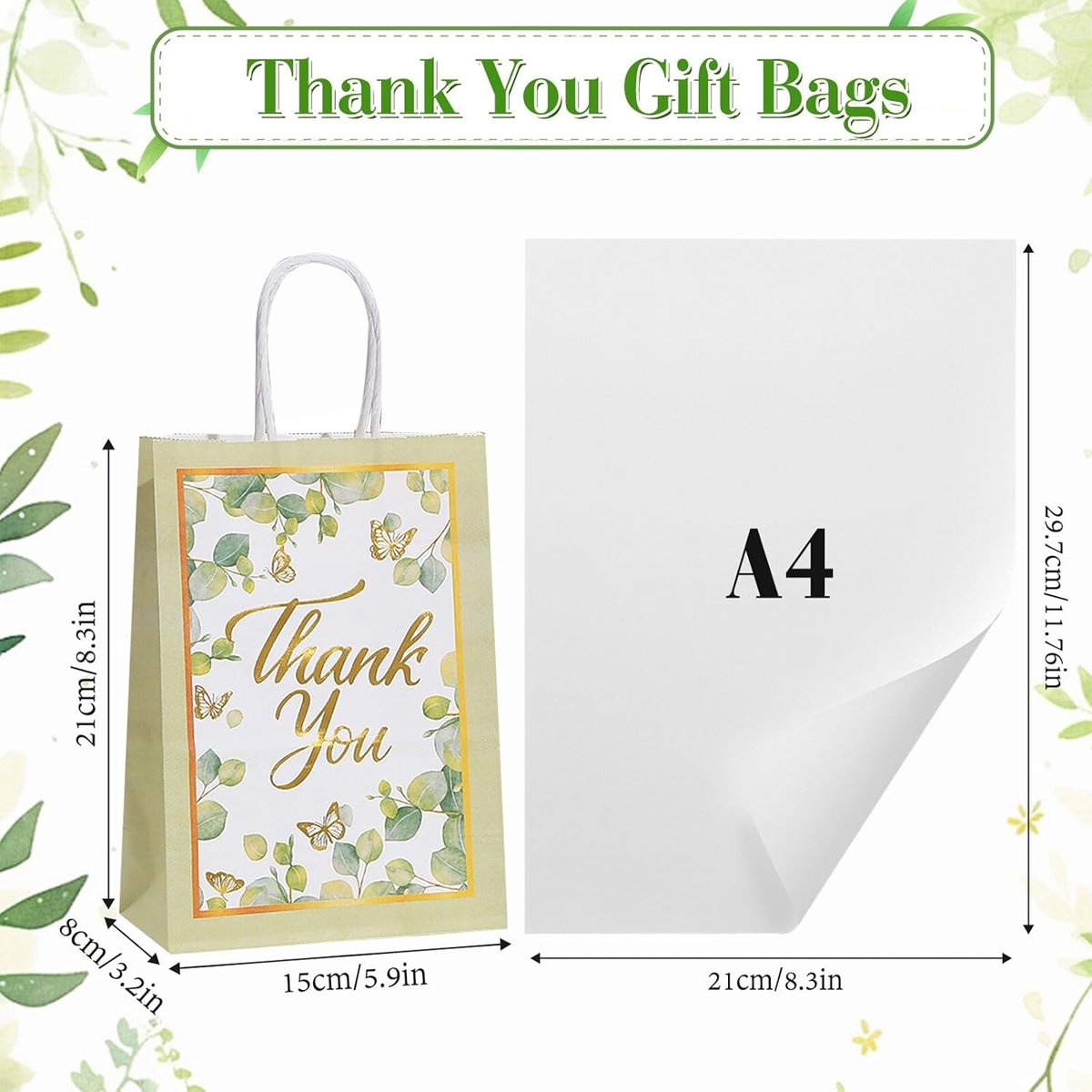 Kraft Paper Gift Bags Tote Shopping Bags 30PCS