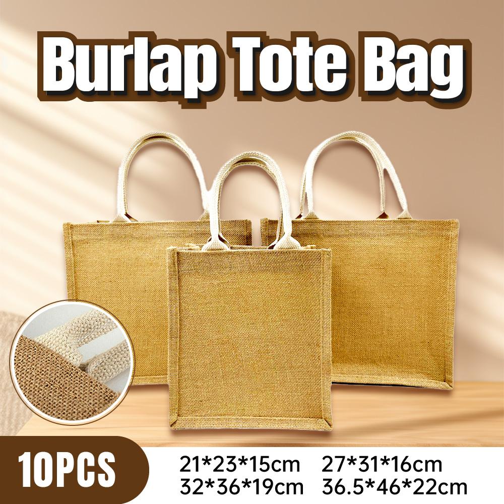 Unprinted Linen Handbag Good Product Companion Gift Linen Hemp Jute Shopping Bag