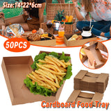 Enhance your food presentation with this Set of 50 Disposable Kraft Paper Lunch Boxes