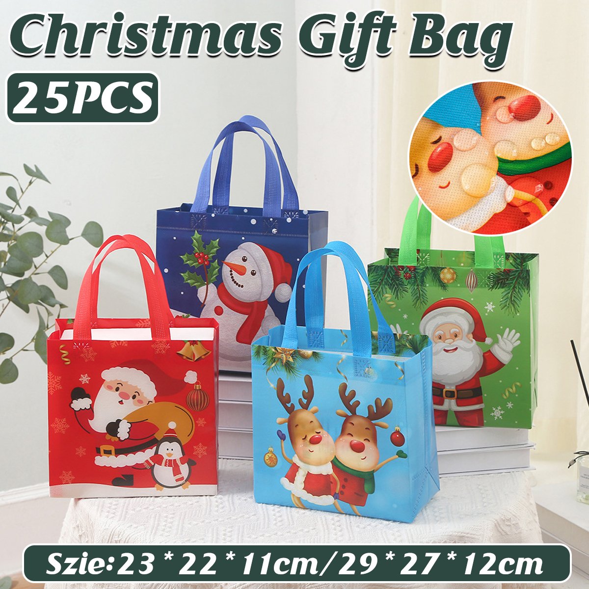 25pcs Non-Woven Birthday Gift Storage Bag Foldable Waterproof Christmas Handbag