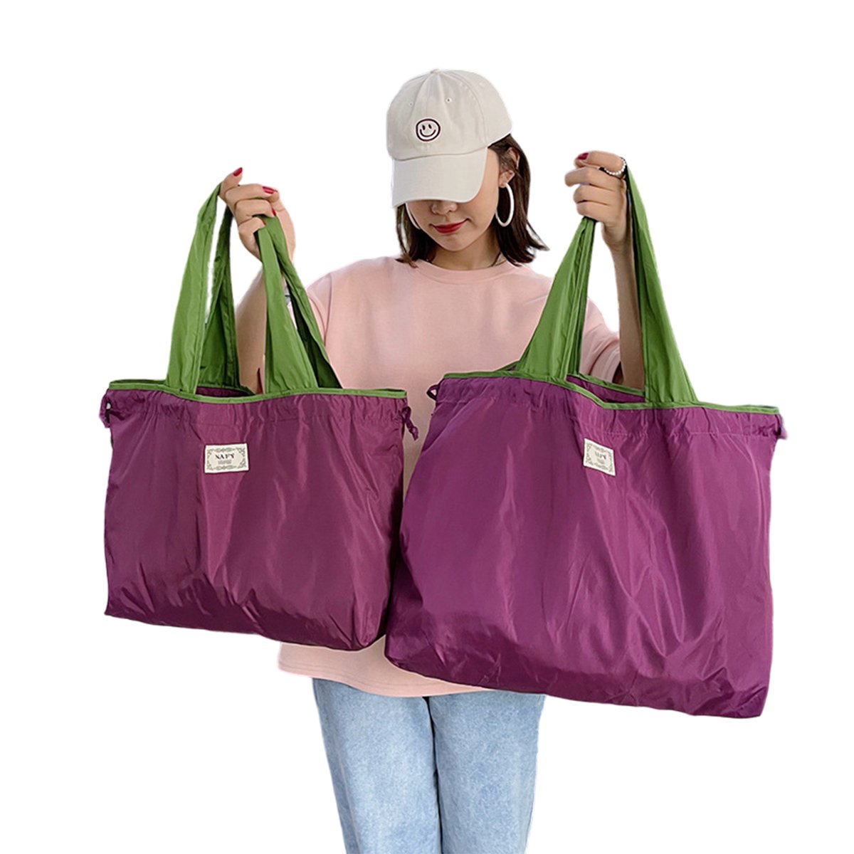 Splash-Resistant Fabric Tote Reusable Grocery Bag Large Capacity 1pc