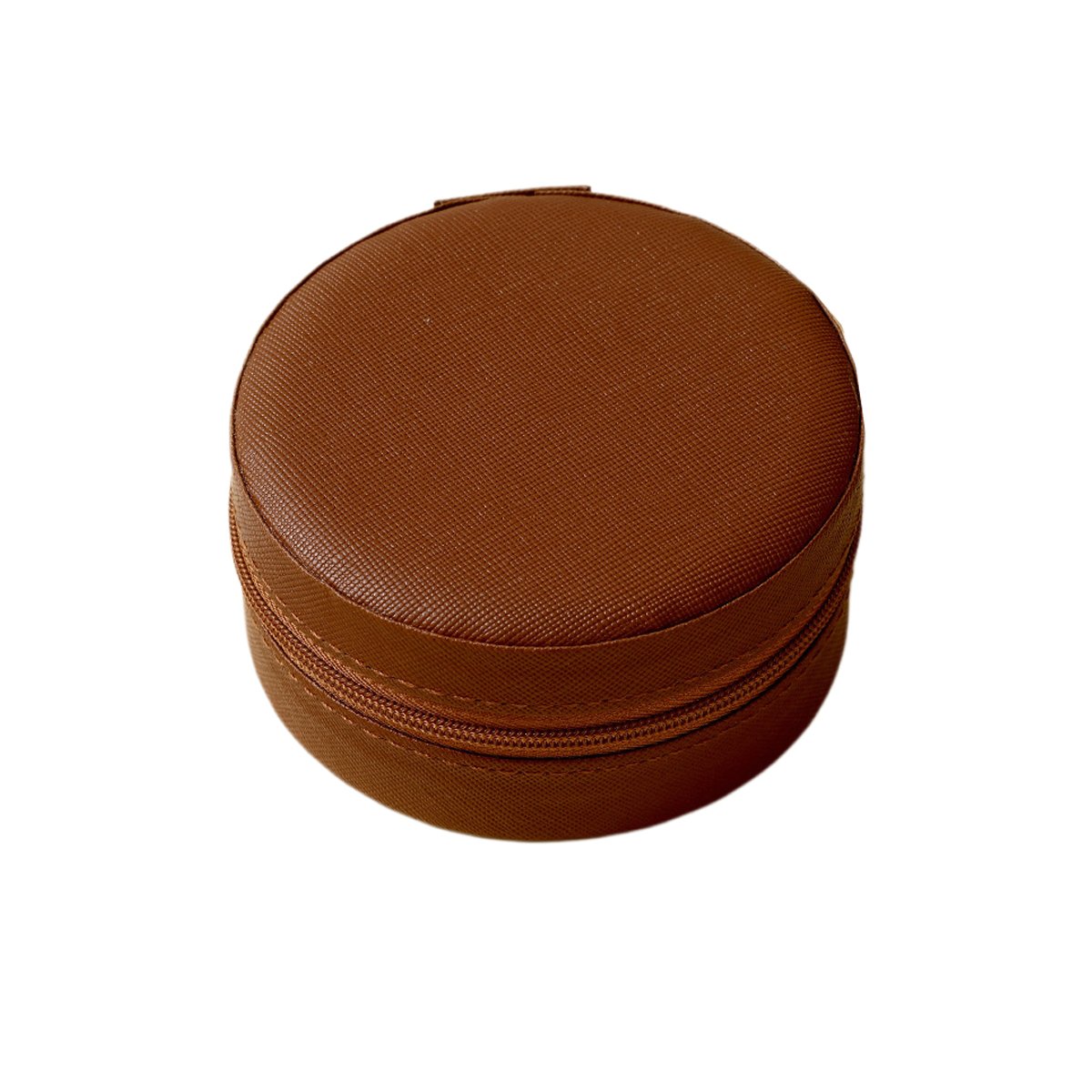 PU Leather Round Jewelry Boxes with Soft Flocking Interior for Travel Jewelry Boxes 1pc