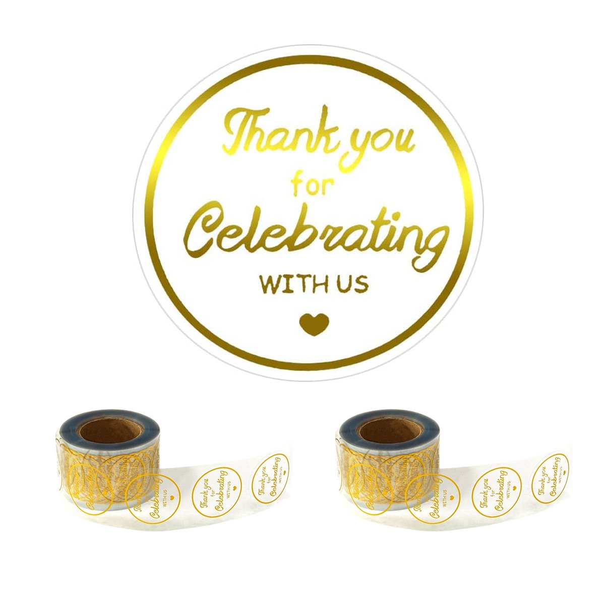 2pcs Round Thank You Stickers Adhesive Labels