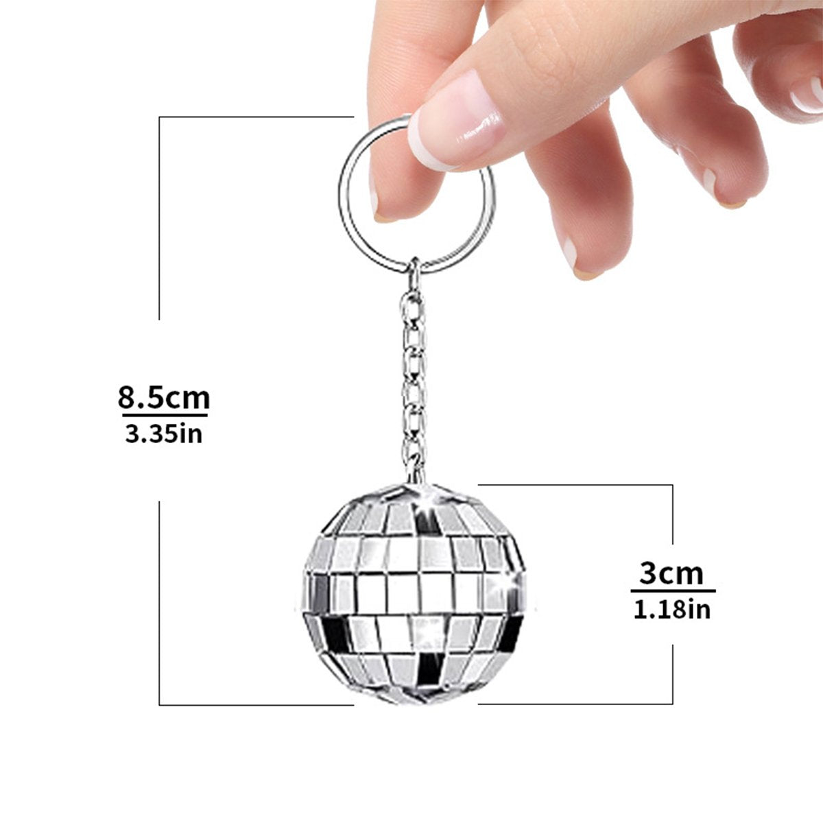 Disco Ball Keyring Silver 12PCS