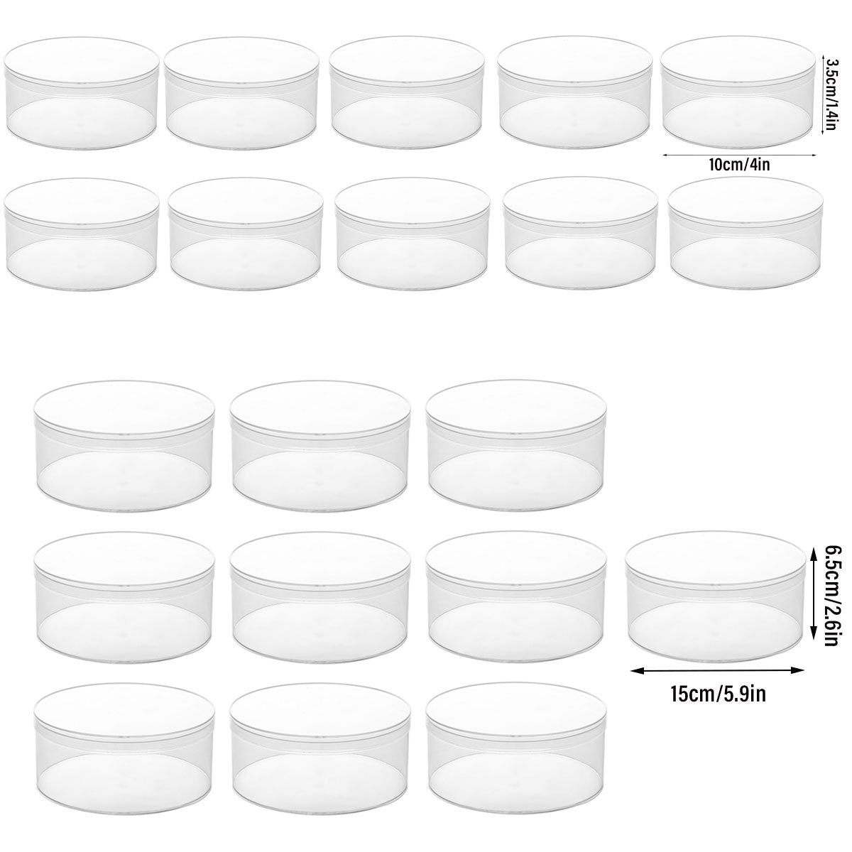 Transparent Plastic Round Box 10PCS