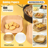 50-200PCS Disposable Square Air Fryer Paper Liner Non-Stick Baking Paper Liner