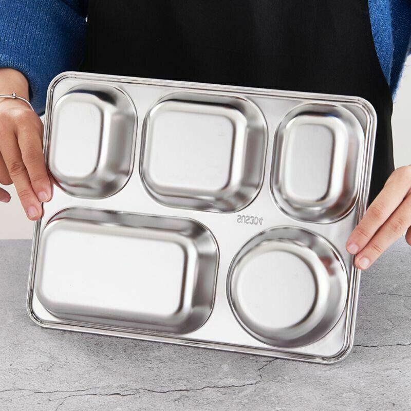 Stainless Steel Divided Dinner Tray Silver 1 Pack