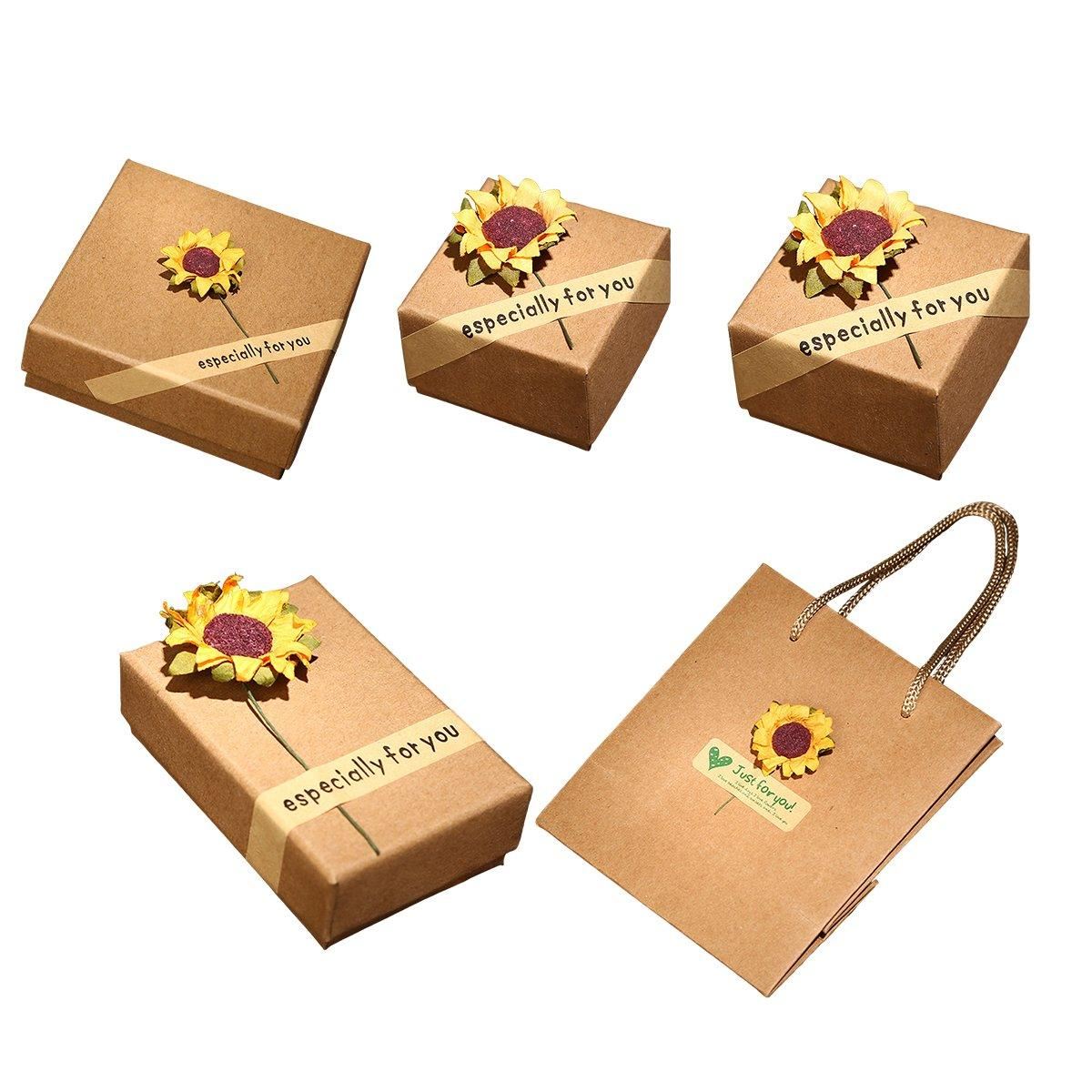 Elegant Kraft Paper Sunflower Gift Boxes for Jewelry 50pcs – Discount ...