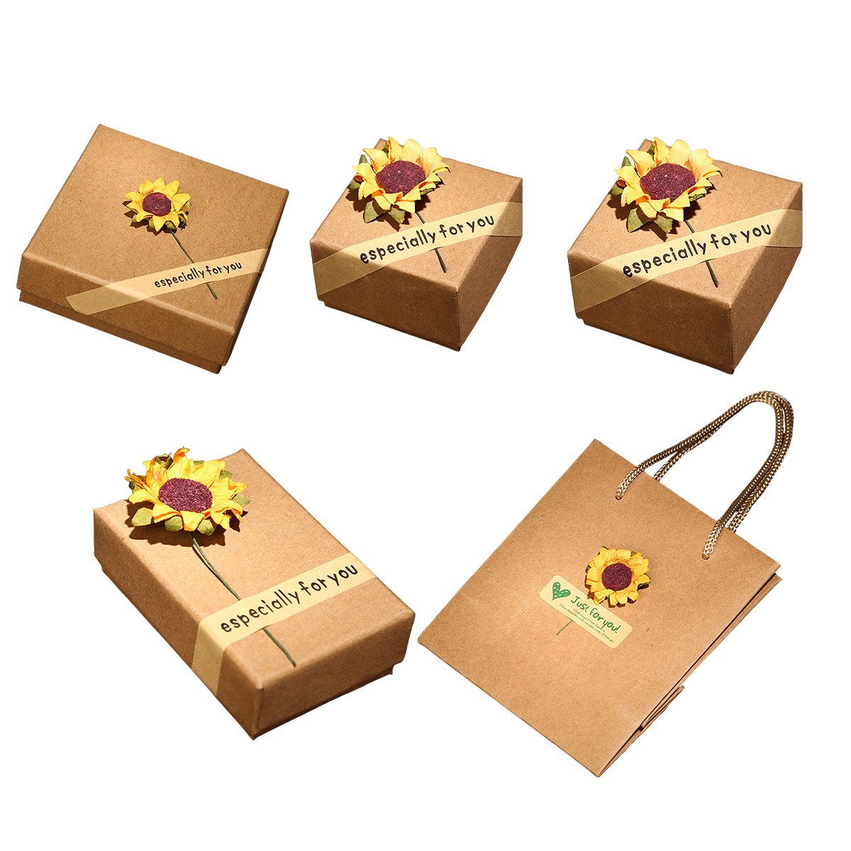 Durable Kraft Paper Sunflower Gift Boxes for Jewelry Packaging 50pcs