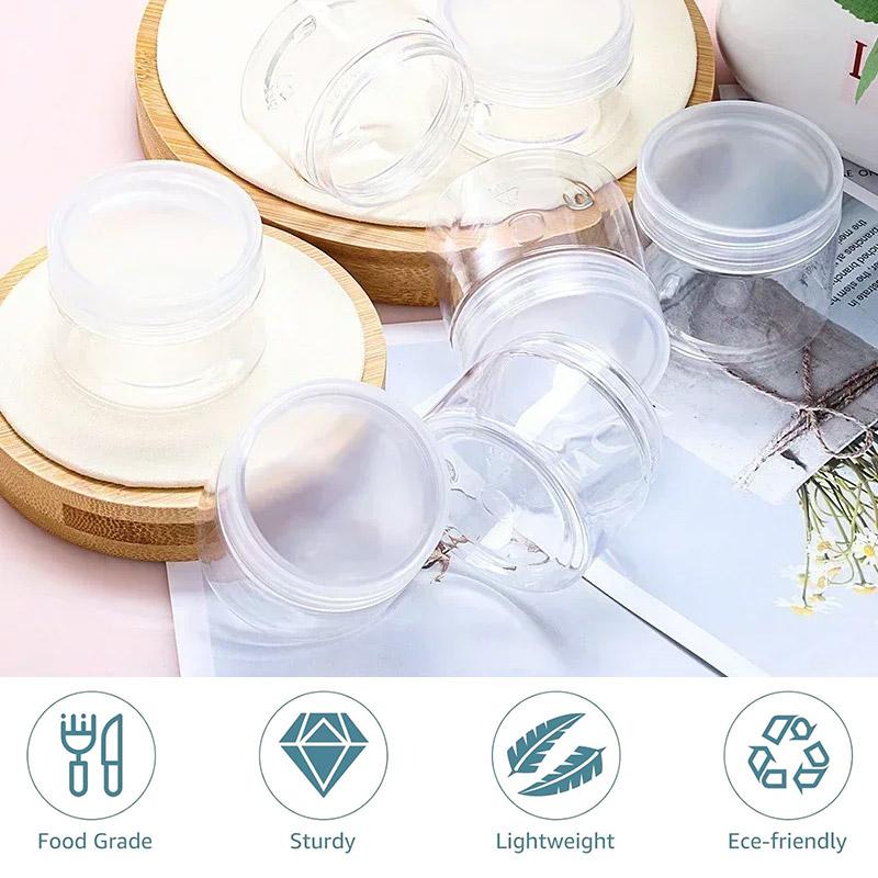 Eco-Friendly PET Clear Plastic Jars for Skincare Clear Plastic Jars with Translucent Caps 10pcs