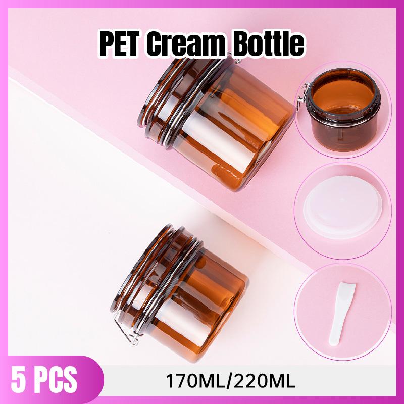 Durable PET Plastic Brown Plastic Jars for Skincare UV Protection Brown Plastic Jars 5pcs