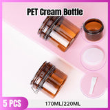 Durable PET Plastic Brown Plastic Jars for Skincare UV Protection Brown Plastic Jars 5pcs