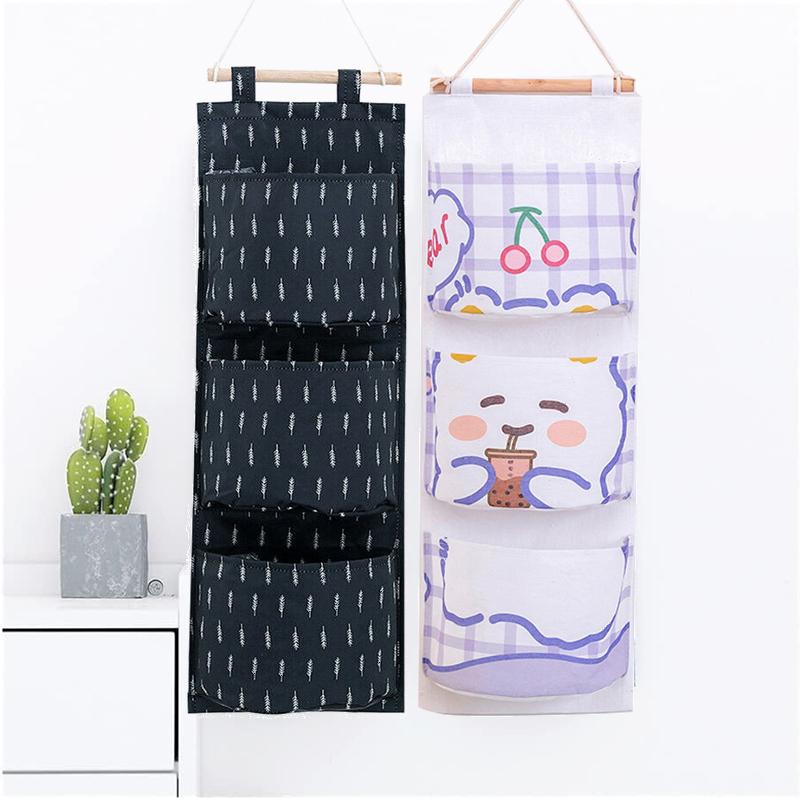 Bear Rabbit Sundry Storage Bag 3 Pockets Door Wall Hanging Organizer Pouch