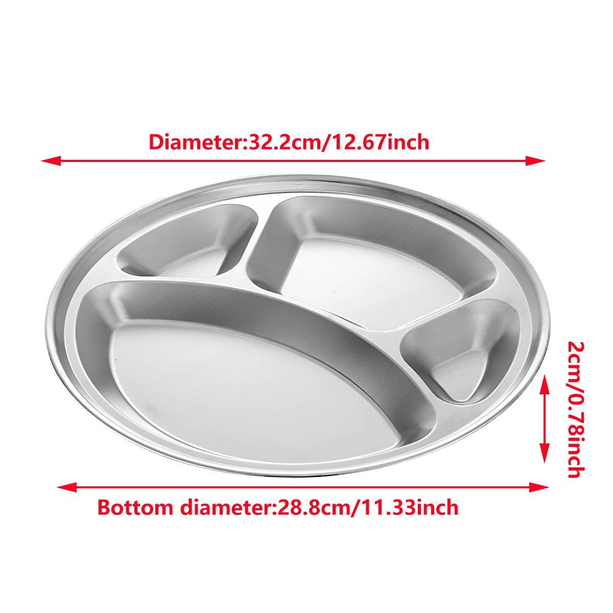 Stainless Steel Round Dinner Plates 4PCS