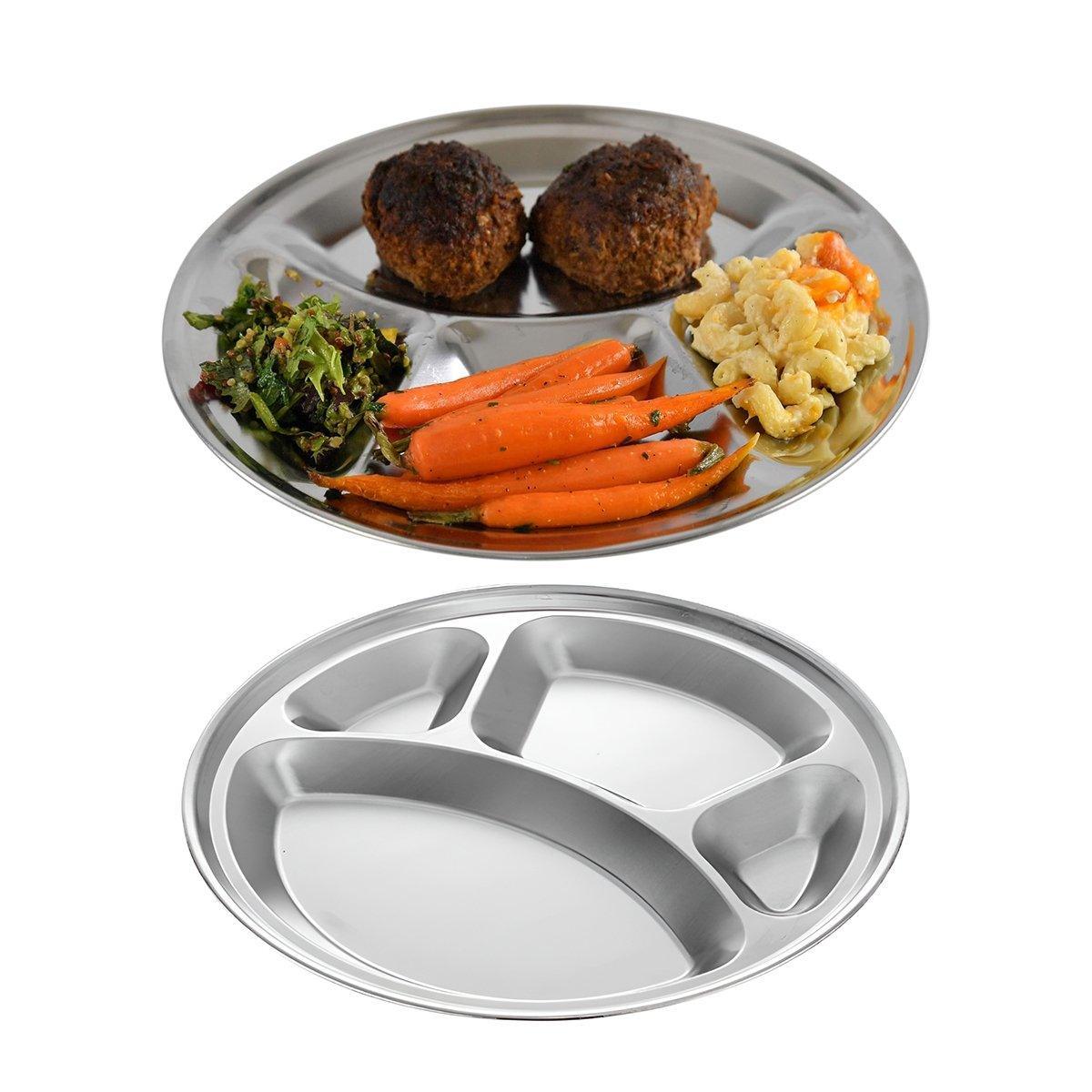 Stainless Steel Round Dinner Plates 4PCS