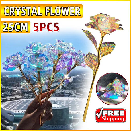 5PCS Luminous Rose Unique Gifts Galaxy Crystal Flower Gift