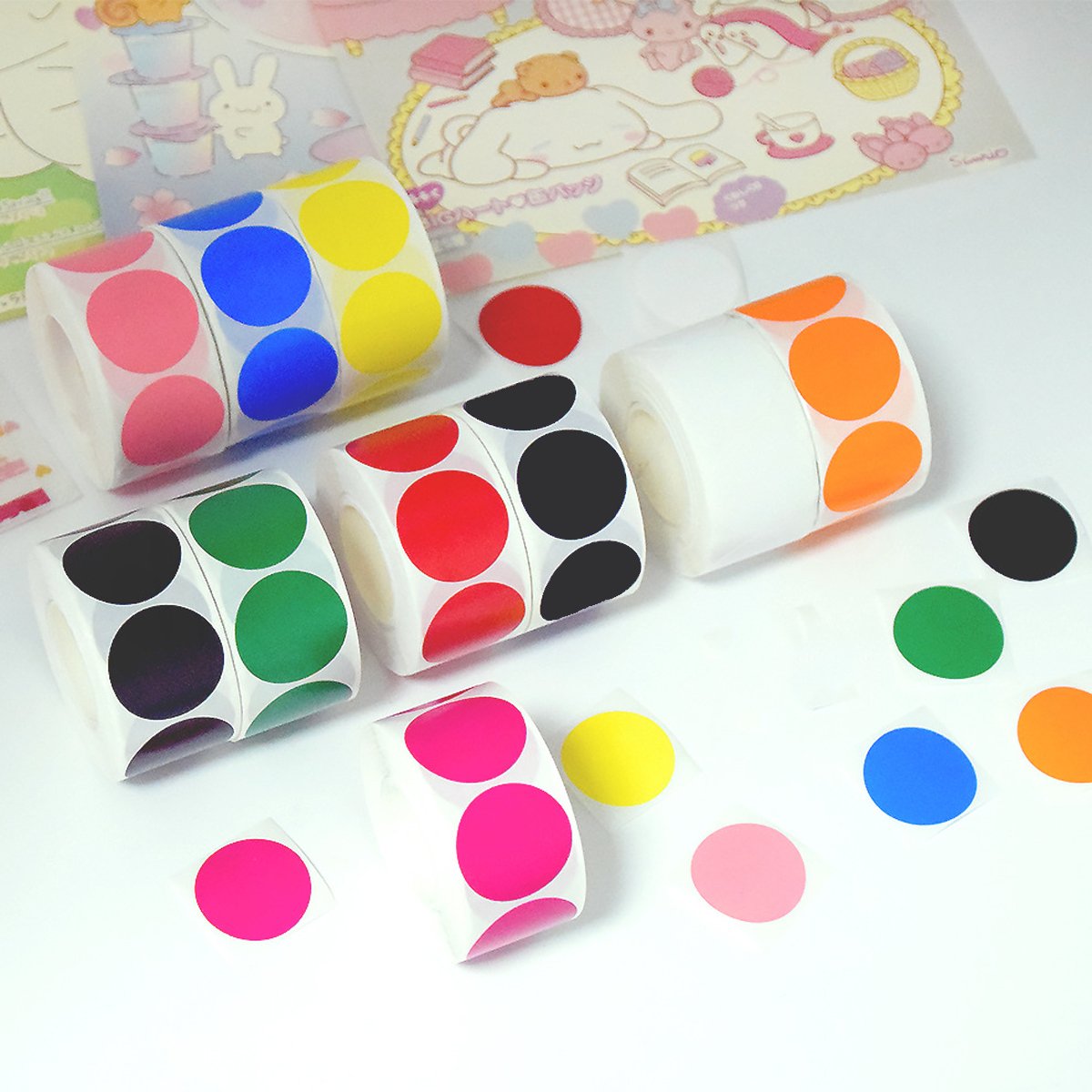 8 Rolls Colored Polka Dot Labels Round Seal Stickers Marking Round Sticker Set