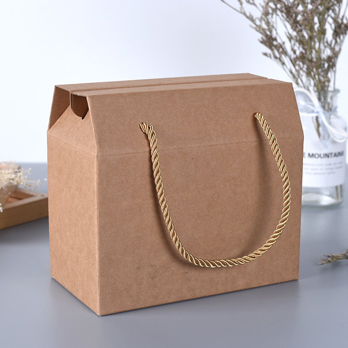 20Pcs Kraft Paper Cookie Boxes Bakery Packaging Brown Biscuit Gift Treat Boxes