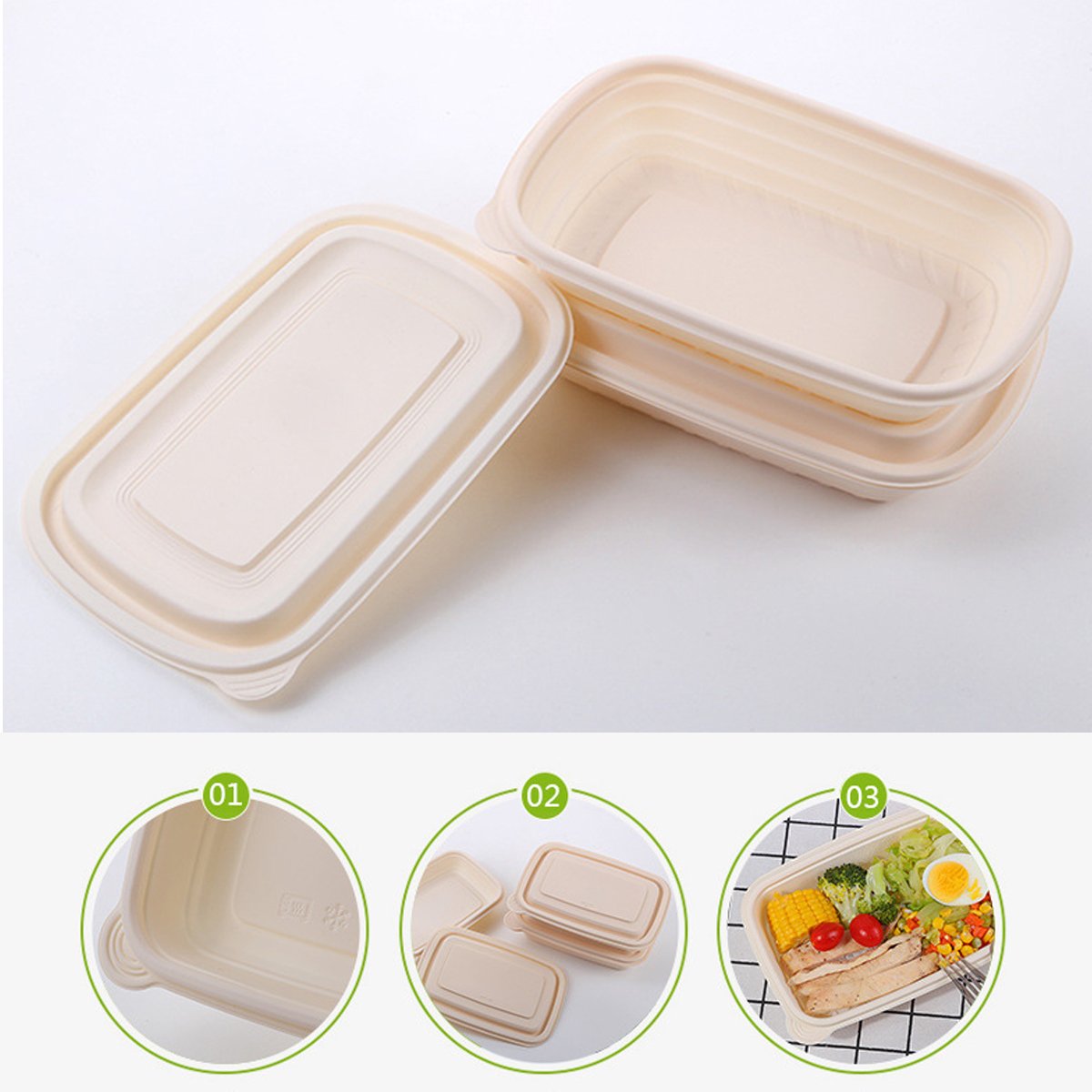 Eco-Friendly Corn Starch Lunch Boxes for Sustainable Meal Packaging