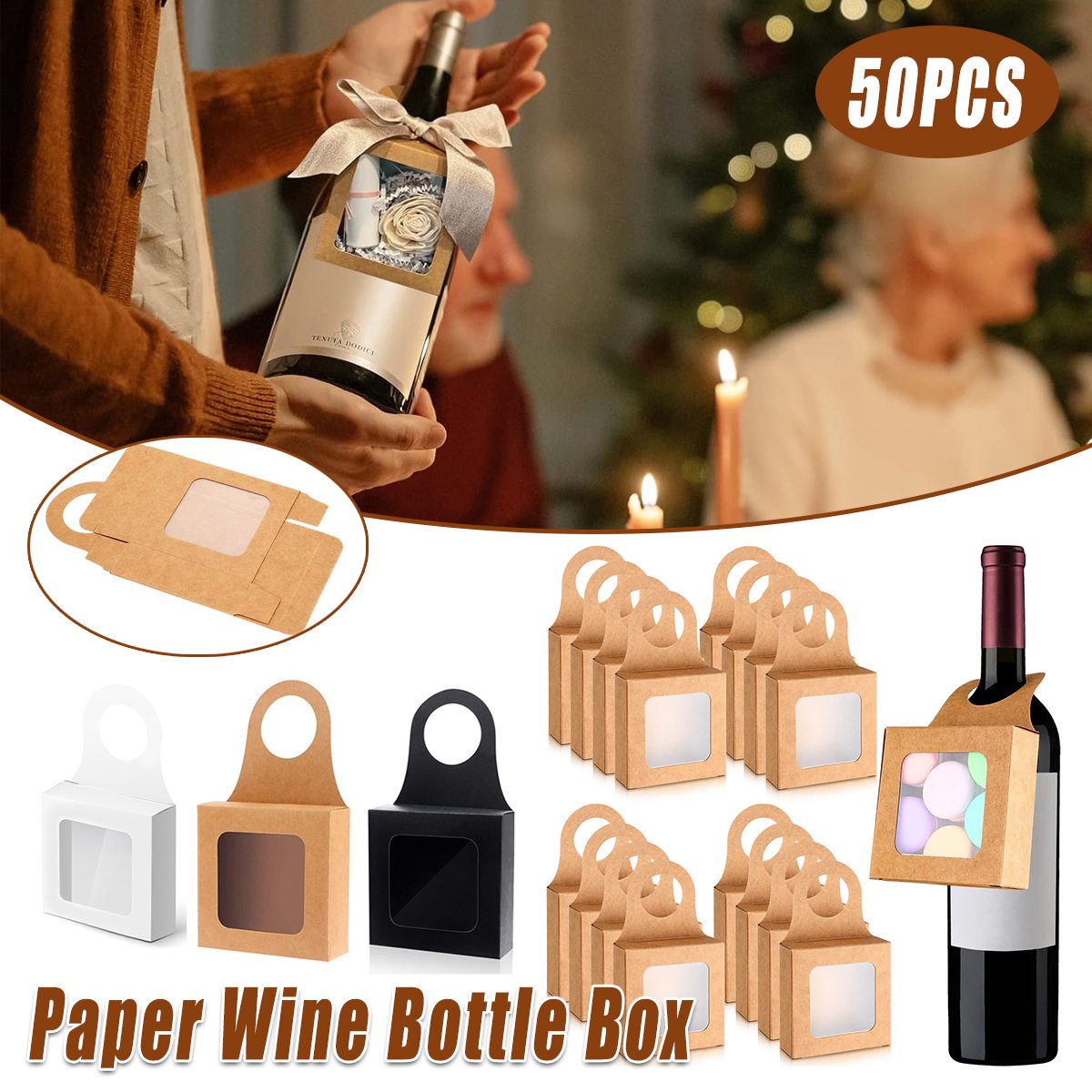 Enhance your gift presentation with these elegant paper wine bottle boxes, designed to add a touch of class to your special occasions. 