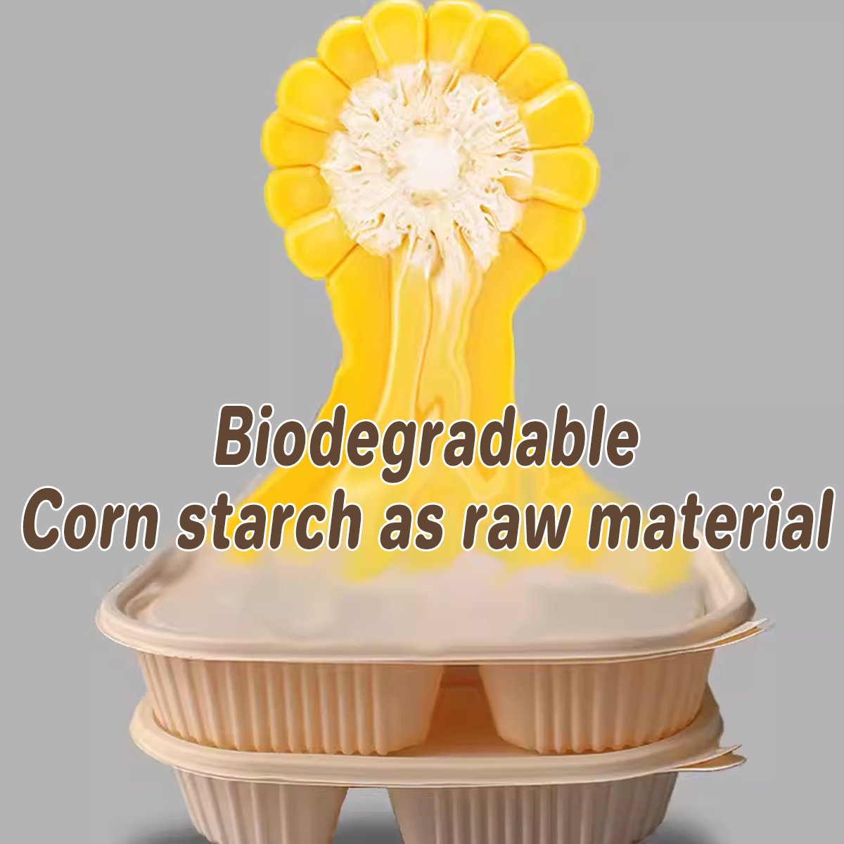 50pcs Degradable Corn Starch Lunch Box Eco-Friendly Biodegradable Food Container