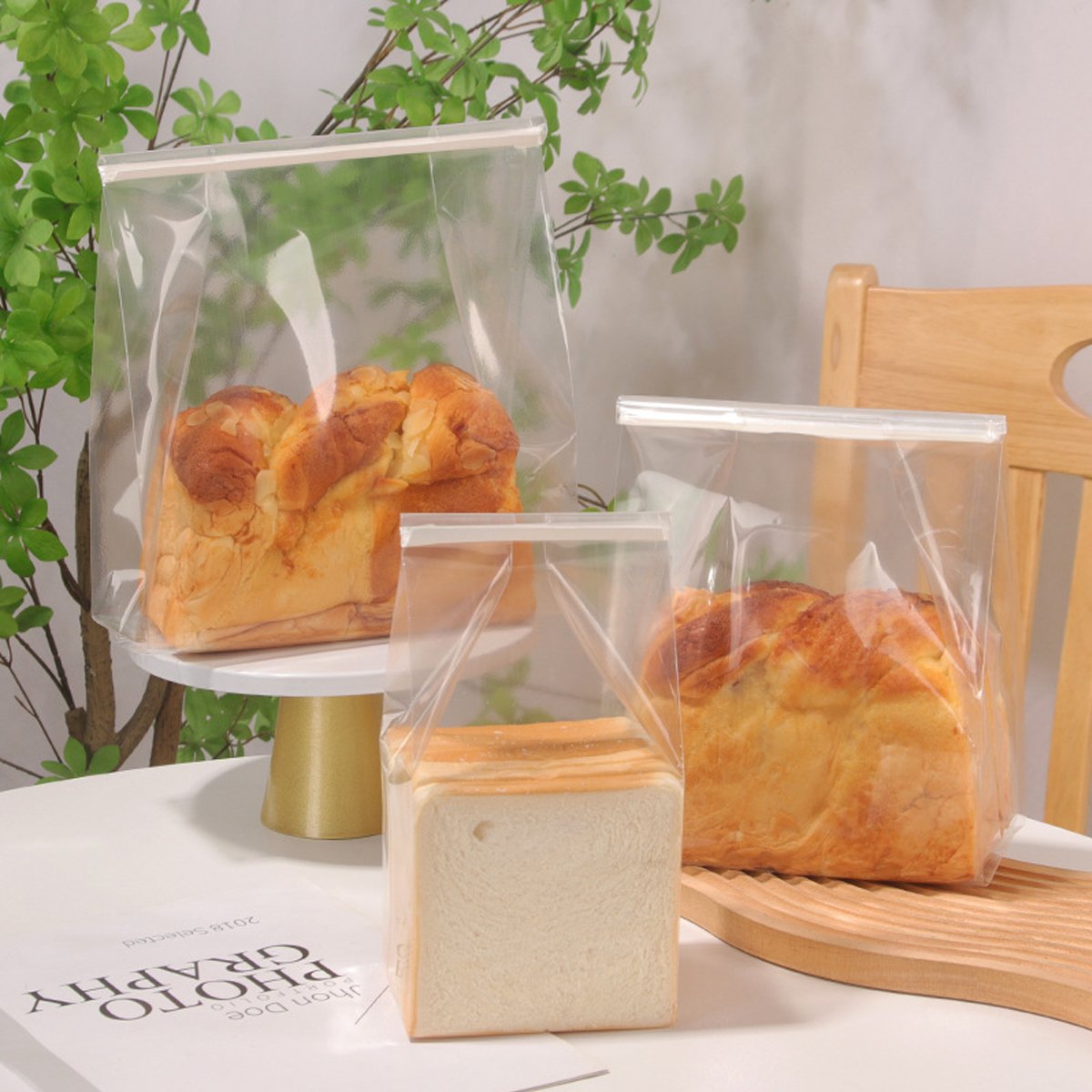 50pcs Resealable Clear Bread Toast Bags Food Storage Airtight Packaging Bags