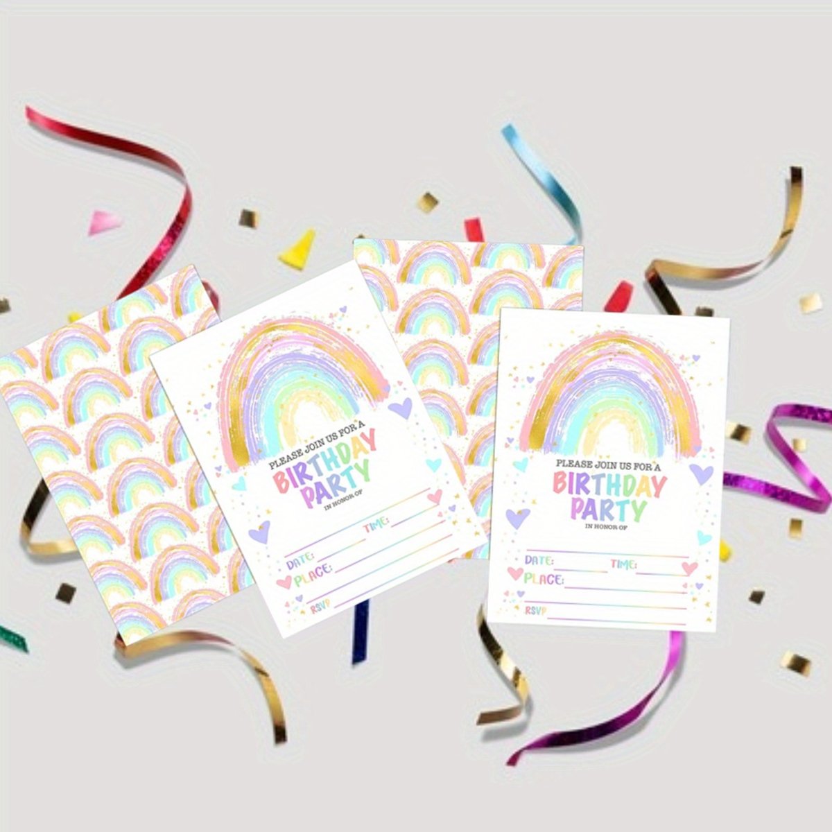 Rainbow Party Invitation Cards 20PCS