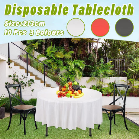 Disposable Solid Color Round Tablecloth 10PCS