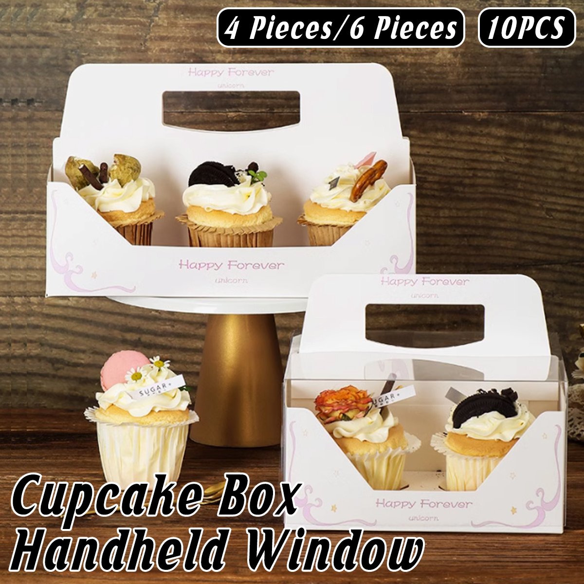 10PCS Clear Cupcake Box Portable Holder Muffin Egg Tart Cake Baking Packaging