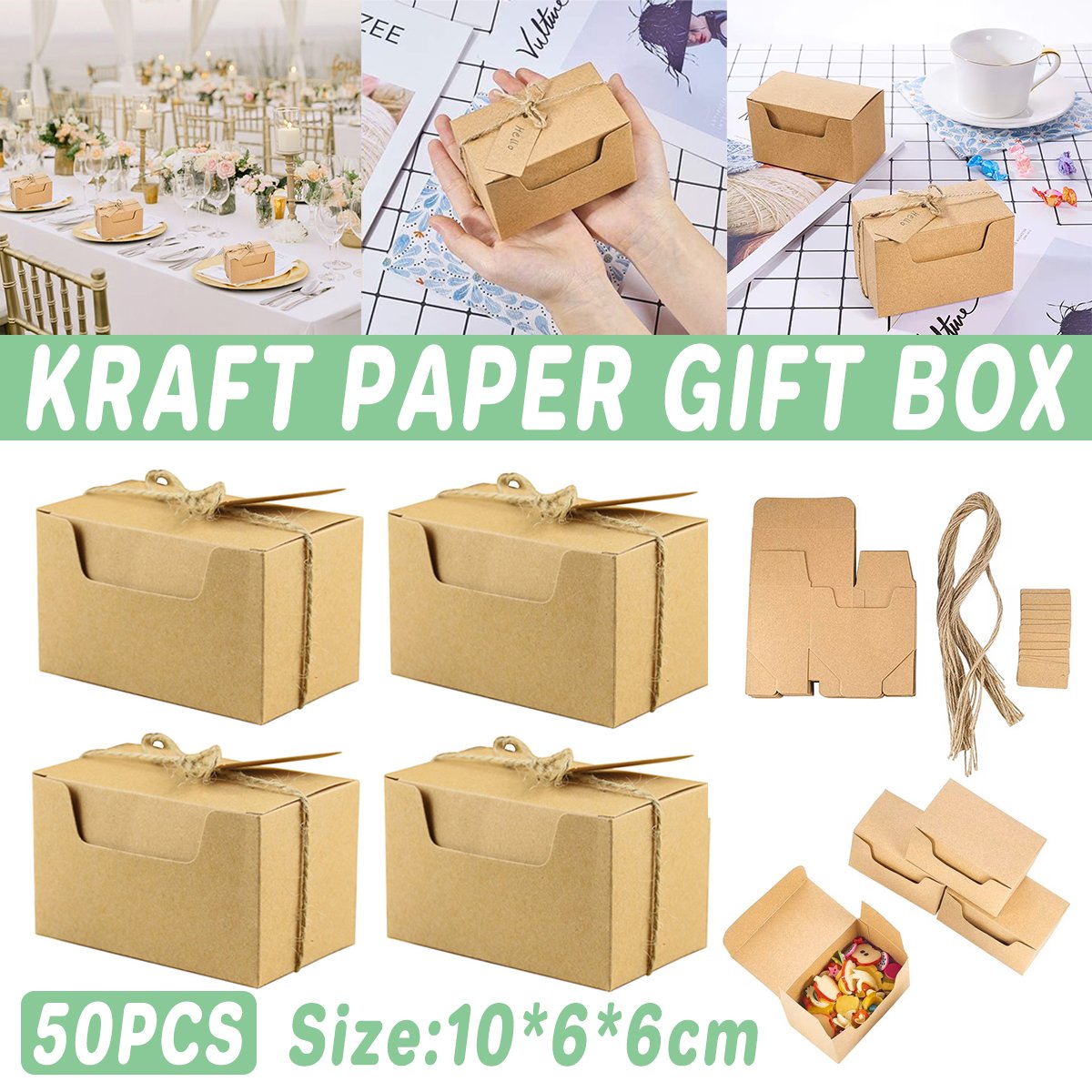  Add a rustic touch to your special events with these eco-friendly gift boxes made from high-quality kraft paper. 